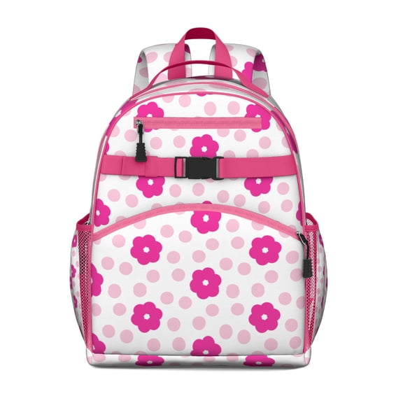White Daisy Floral Artwork Student Backpack Adjustable Padded Straps and Chest Strap Water-resistant School Backpack with Large Capacity for Daily Use