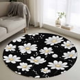 thumbnail image 1 of White Daisy Floral Round Area Rug 4 FT, Non Slip Indoor Outdoor Rug, Spring Summer Flowers Black Washable Soft Circular Carpet Non-Shedding Floor Mat for Coffee Table Nursery Foyer Balcony, 1 of 7