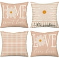 thumbnail image 1 of White Daisy Floral Spring Pillow Covers Set of 4 16x16 Inch Pink Buffalo Plaid Print Hello Sunshine Flowers Love Lives Here Home Sweet Home Decor Throw Pillow Cases Cushion Cover Celebrate Spring, 1 of 6