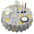 thumbnail image 1 of White Daisy Flower Black Lines Pattern Round Tablecloth 60"x60",Wrinkle Wipeable Table Cloth for Kitchen Dining Room Picnic Patio Party, 1 of 6