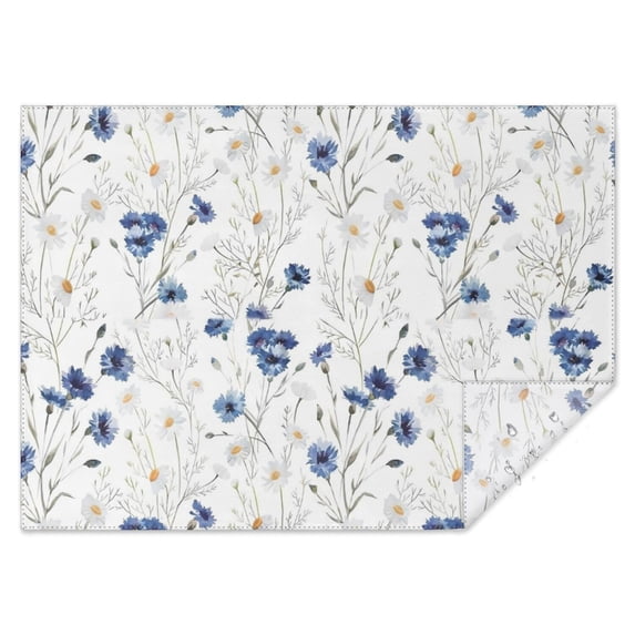 White Daisy Flower Pattern Rectangle Tablecloth 60"x84",Waterproof Polyester Rectangle Table Cloth, Wipeable Spillproof Polyester Tablecloth for Dining, Camping, Indoor and Outdoor