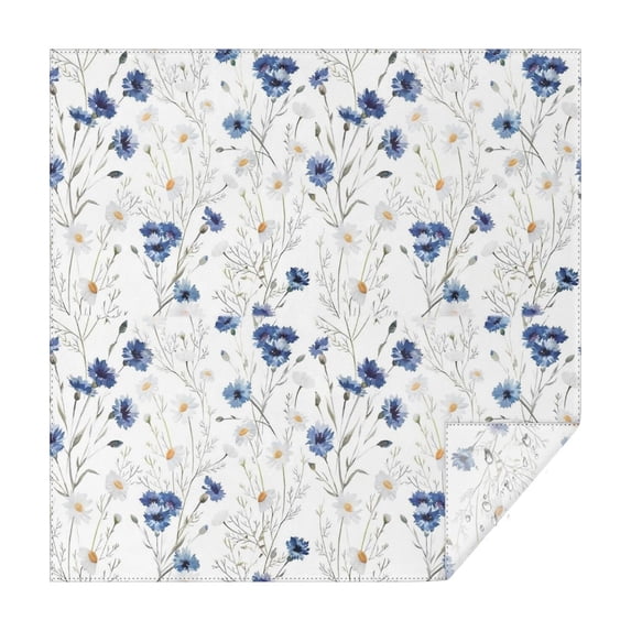 White Daisy Flower Pattern Square Tablecloth,Waterproof Square Table Cover,Wipeable Spillproof Washable Table Cover for Home Kitchen Party Decor 60"x60"(152x152cm)