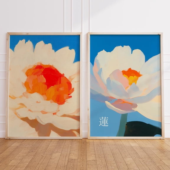 White Daisy Flower Print Blooming Daisy Minimalist Floral Wall Art Modern Daisy Artwork Set 2 Unframed Paper Print 8x12