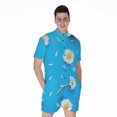 thumbnail image 1 of White Daisy Flower Short Sleeve Men'S Rompers, Daisy Floral Casual Summer Jumpsuits Outfit, 1 of 4