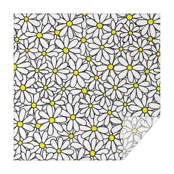 White Daisy Flower Yellow Centers Pattern Square Tablecloth,Waterproof Square Table Cover,Wipeable Spillproof Washable Table Cover for Home Kitchen Party Decor 60"x60"(152x152cm)