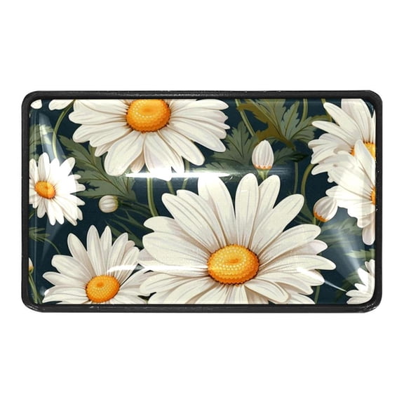 White Daisy Flowers Crystal Glass Cabinet Knobs 4 Pcs Drawer Handles for Kitchen Cabinets Dresser Cupboard Wardrobe