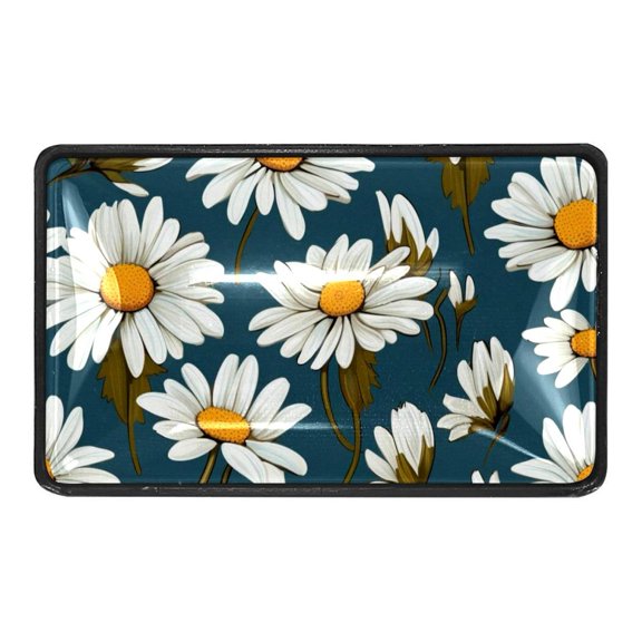 White Daisy Flowers Crystal Glass Cabinet Knobs 4 Pcs Drawer Handles for Kitchen Cabinets Dresser Cupboard Wardrobe