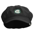 thumbnail image 1 of White Daisy Flowers Embroidered Cotton Elastic Big Size Newsboy Cap - Black XL-2XL, 1 of 5