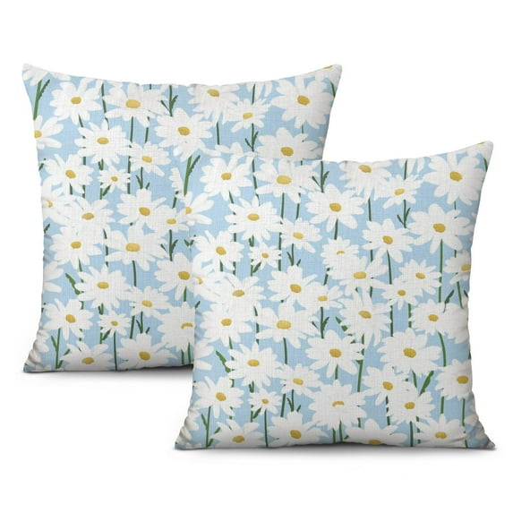 White Daisy Flowers Throw Pillow Covers Square Pillow Covers,Soft Pillow Cas Covers,linen Pillowcases Double-sided Printing for Sofa Couch Outdoor Decor,Pillowcases Set Of 2,20x20 Inches