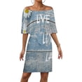 thumbnail image 1 of White Daisy Flowers Wood Grain Women's Off The Shoulder Ruffles Summer Wedding Guest Loose Casual Party Beach Dress, 1 of 9