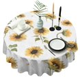 thumbnail image 1 of White Daisy Green Leaf Sunflower Pattern Round Tablecloth 60"x60",Wrinkle Wipeable Table Cloth for Kitchen Dining Room Picnic Patio Party, 1 of 6