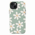 thumbnail image 1 of White Daisy Green Phone Case, Floral iPhone 16 15 14 13 12 Pro Max Cover, iPhone 16e 15 14 Plus Mini X XS XR SE 11 Tough Protective Case, 1 of 6
