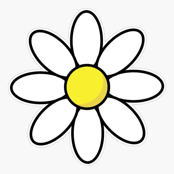 White Daisy Icon Vinyl Decal Sticker