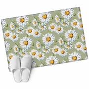 White Daisy Large Area Rugs for Bedroom Living Room, Soft Non Slip Carpet Bedside Rug, Sage Green Botanical Flowers Floral Country Rectangular Floor Cover Kitchen Accent Rug 2'x3' for Office