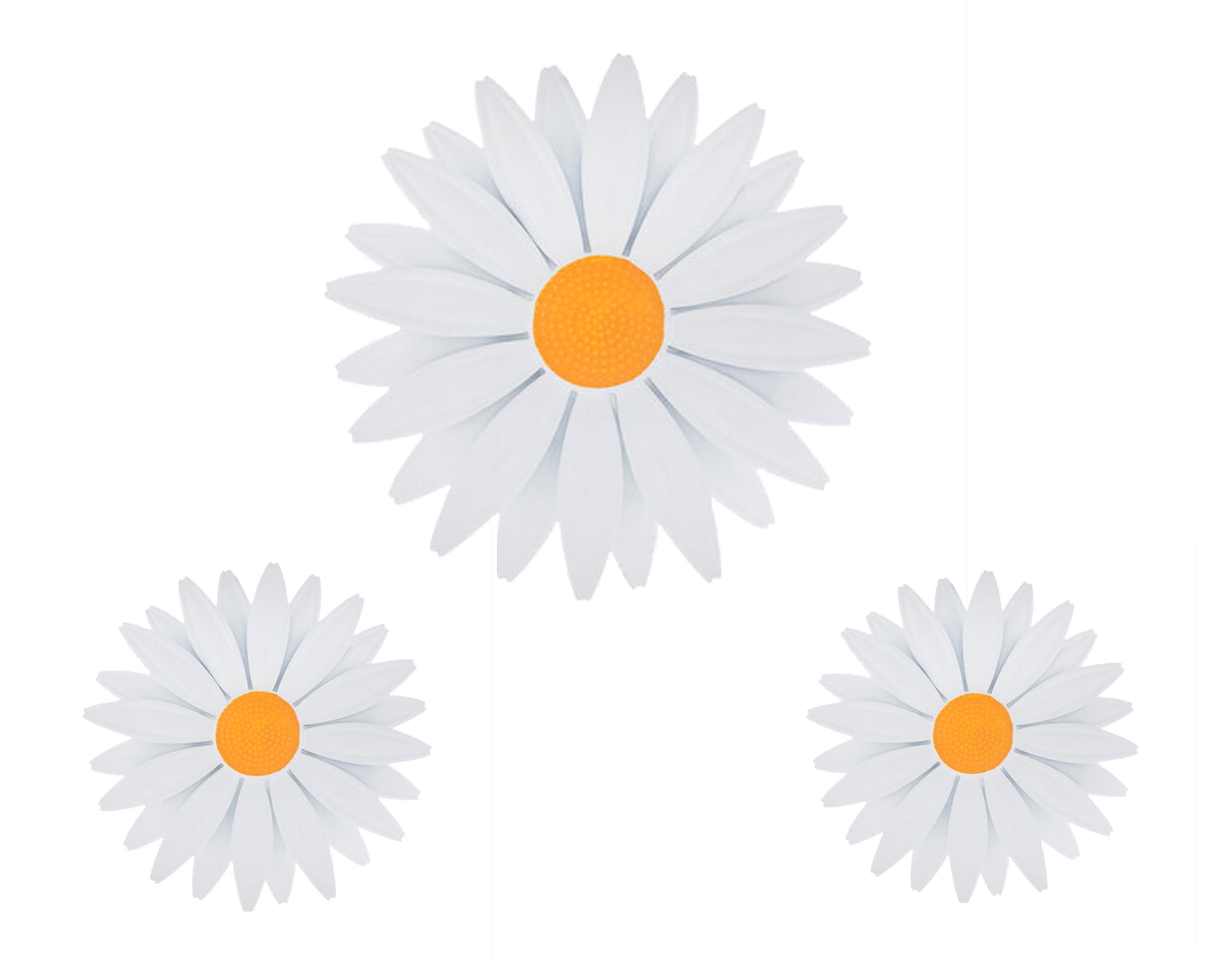 White Daisy Metal Flower Set Layered Petals Wall Decorations 1 Large