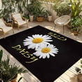 thumbnail image 1 of White Daisy Outdoor Rug for Patio/Deck/Porch, Non-Slip Large Area Rug 6 x 9 Ft, Spring Hello Daisy Floral Black Indoor Outdoor Rugs Washable Area Rugs, Reversible Camping Rug Carpet Runner, 1 of 8