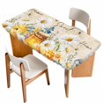 thumbnail image 1 of White Daisy Table Cloths for 5 Foot Rectangle Tables, Spring Floral Bees Elegant Pastoral Botanical Patio Waterproof Elastic Fitted Tablecloths, Washable Rectangular Table Cover for Camping, 1 of 8