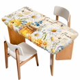 thumbnail image 1 of White Daisy Table Cloths for 6 Foot Rectangle Tables, Spring Floral Elegant Pastoral Botanical Bees Patio Waterproof Elastic Fitted Tablecloths, Washable Rectangular Table Cover for Camping, 1 of 8