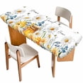 thumbnail image 1 of White Daisy Table Cloths for 8 Foot Rectangle Tables, Spring Floral Elegant Farmhouse Botanical Bees Patio Waterproof Elastic Fitted Tablecloths, Washable Rectangular Table Cover for Camping, 1 of 8