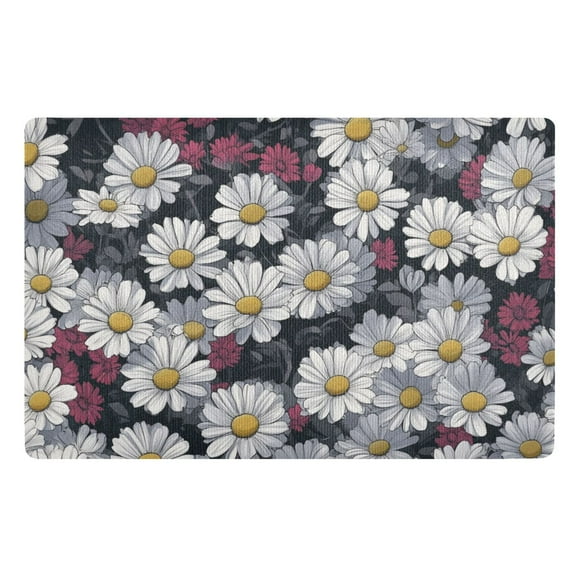 White Daisy Wallpaper Floor Door Mat Outdoor Indoor for Home Entrance Welcome Mats 32"x20"