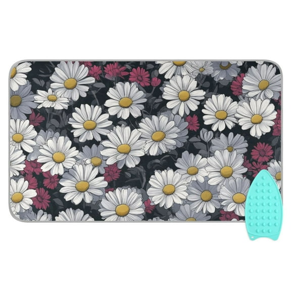 White Daisy Wallpaper Ironing Mat Blanket for Table Top Travel Portable Ironing Board Pad 47.2x27.6 Inch