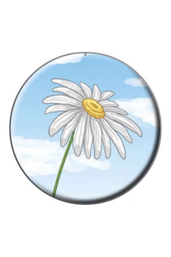 White Daisy on Blue Sky - Flower Lapel Hat Pin Tie Tack Small Round