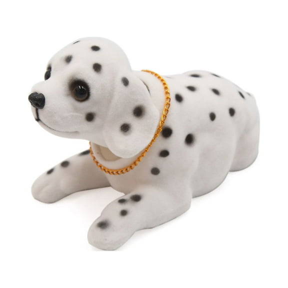 White Dalmatian Shaped Shaking Head Nodding Dog Decoration for Car Dashboard