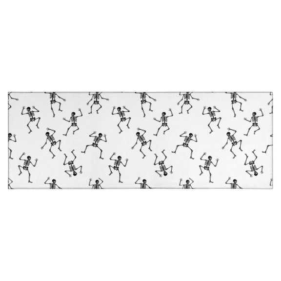 White Dancing Skeleton Pattern Kitchen Rug Mat,Kitchen Runner Rugs Non Skid Washable,Decorative Kitchen Floor Mats for Kitchen,Sink,Laundry,17"X47"