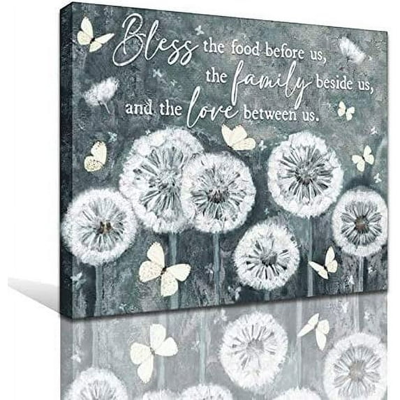 White Dandelion Black Blue Canvas Prints Inspiring Quotes Wall Art When You Focus On Being A Blessing Relaxing Rustic Wall Decoration Pictures Farmhouse Art Paintings for Bedroom Wood Framed 12"x16"