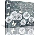 thumbnail image 1 of White Dandelion Black Blue Canvas Prints Inspiring Quotes Wall Art When You Focus On Being A Blessing Relaxing Rustic Wall Decoration Pictures Farmhouse Art Paintings for Bedroom Wood Framed 12"x16", 1 of 2