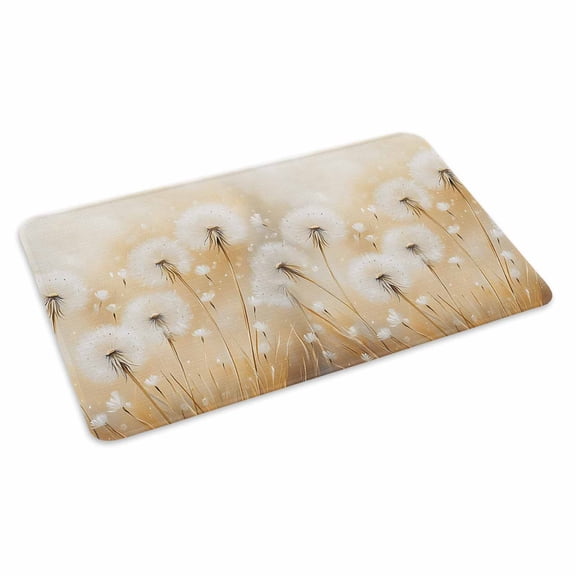 White Dandelion Doormat Outdoor Entrance 24"x36", Spring Farmhouse Pastoral Flowers Floral Absorb Moisture Dirt Door Mats, Non-Slip Rubber Backing Floor Mats Indoor, Low-Profile Front Door Rugs