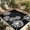 thumbnail image 1 of White Dandelion Outdoor Rug for Patio/Deck/Porch, Non-Slip Large Area Rug 6 x 9 Ft, Spring Flowers Botanical Vintage Black Indoor Outdoor Rugs Washable Area Rugs, Reversible Camping Rug Carpet Runner, 1 of 8