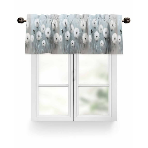 White Dandelion Valances for Windows Retro Oil Painting Modern Art Valance Rod Pocket Light Filtering Short Window Treatments Curtains for Kitchen Bathroom Living Room Bedroom, 1 Panel, 42 x 12 Inch