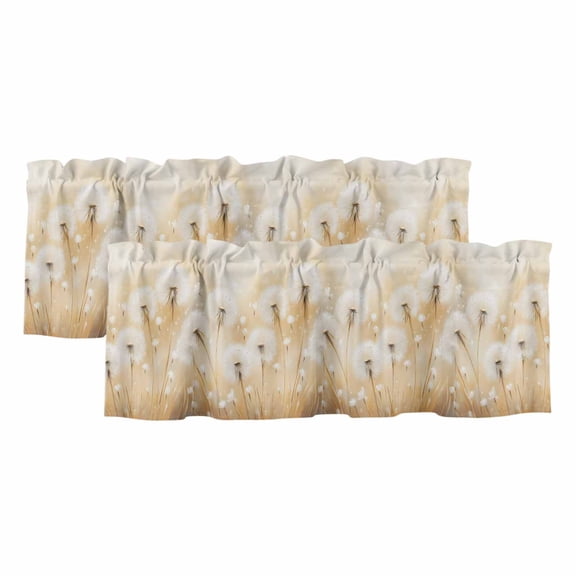 White Dandelion Valances for Windows, Spring Farmhouse Pastoral Flowers Floral Light Filtering Kitchen Curtains, Rod Pocket Window Valance Curtains for Living Room Bedroom, 54" W x 18" L, 2 Panels