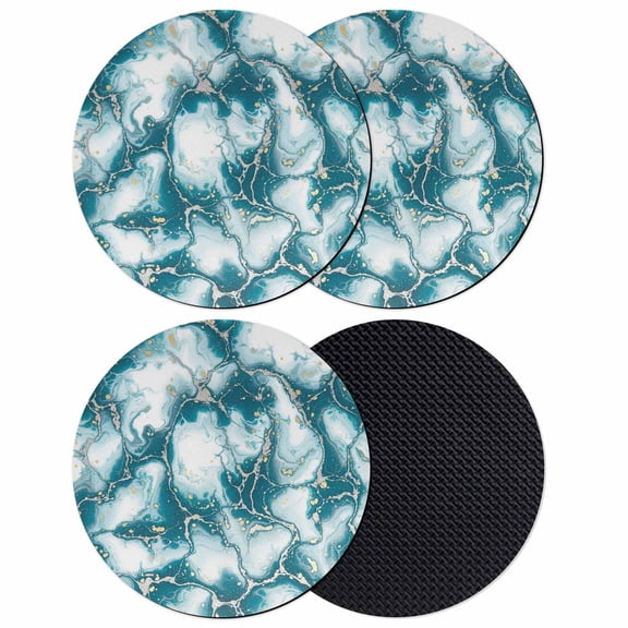 White Dark Green Marble Coasters Set of 4, Absorbent Coasters for Drinks, Modern Abstract Art Marble Crack Coaster for Desk Coffee Table Protection, Home Decor House Warming Gifts 4"