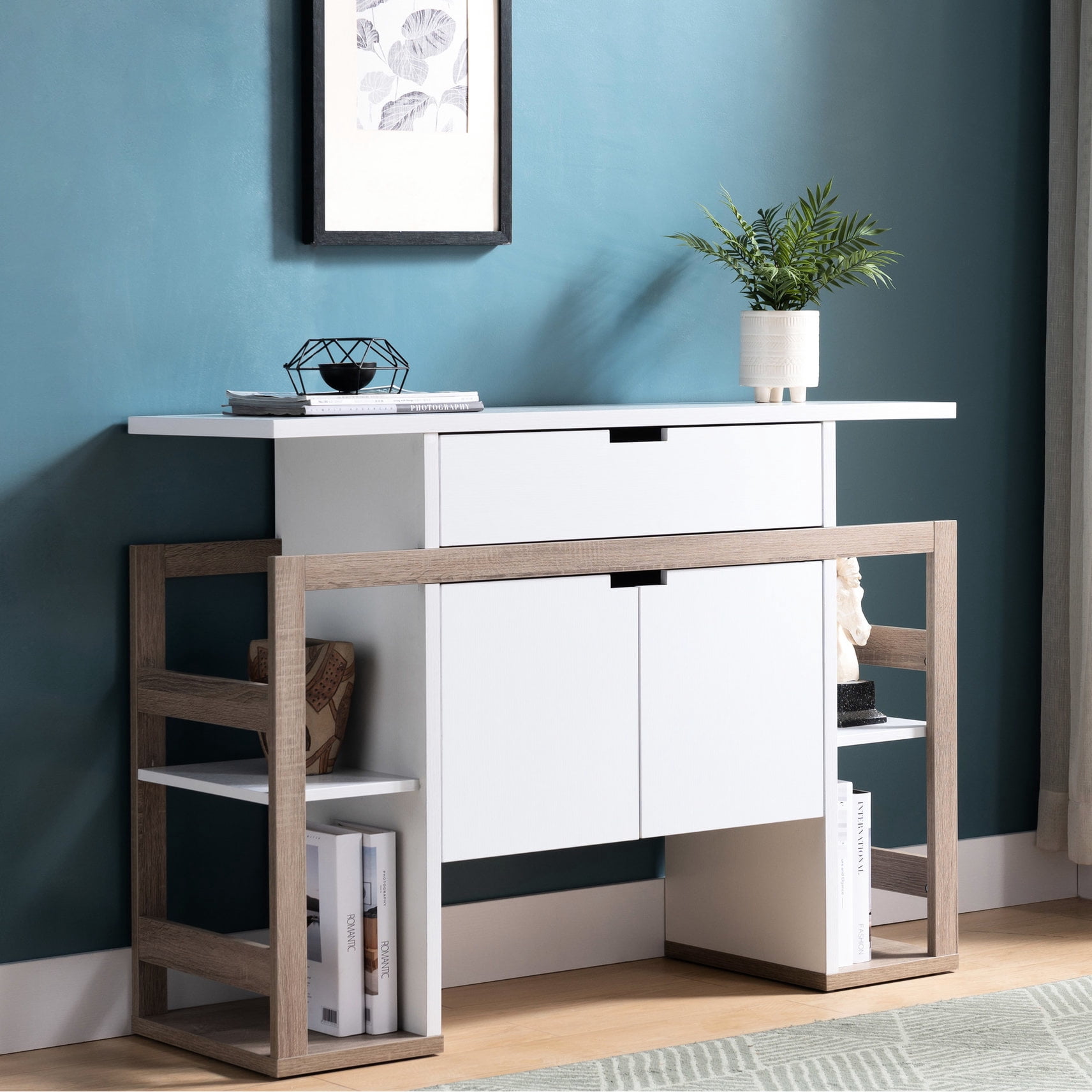 White & Dark Taupe Kitchen Organizer Cabinet / Stylish Design for ...