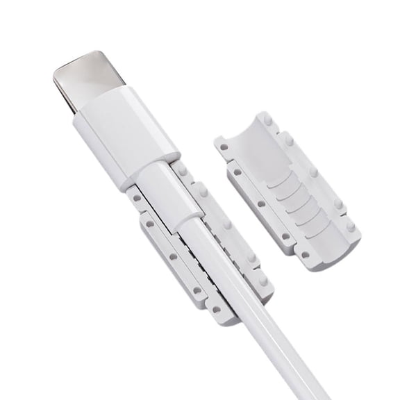 White Data Cable Protector Sleeve - TPU Material Anti-Aging Cover for Charger Cable Plug & Bend Protection