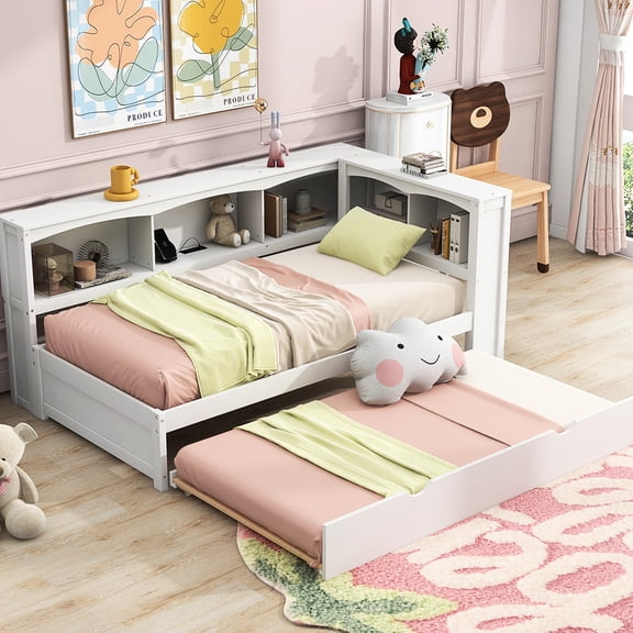 White Daybed - 5 Storage Units and Space - Optimized Design - Bedroom Layout - Free Up Space