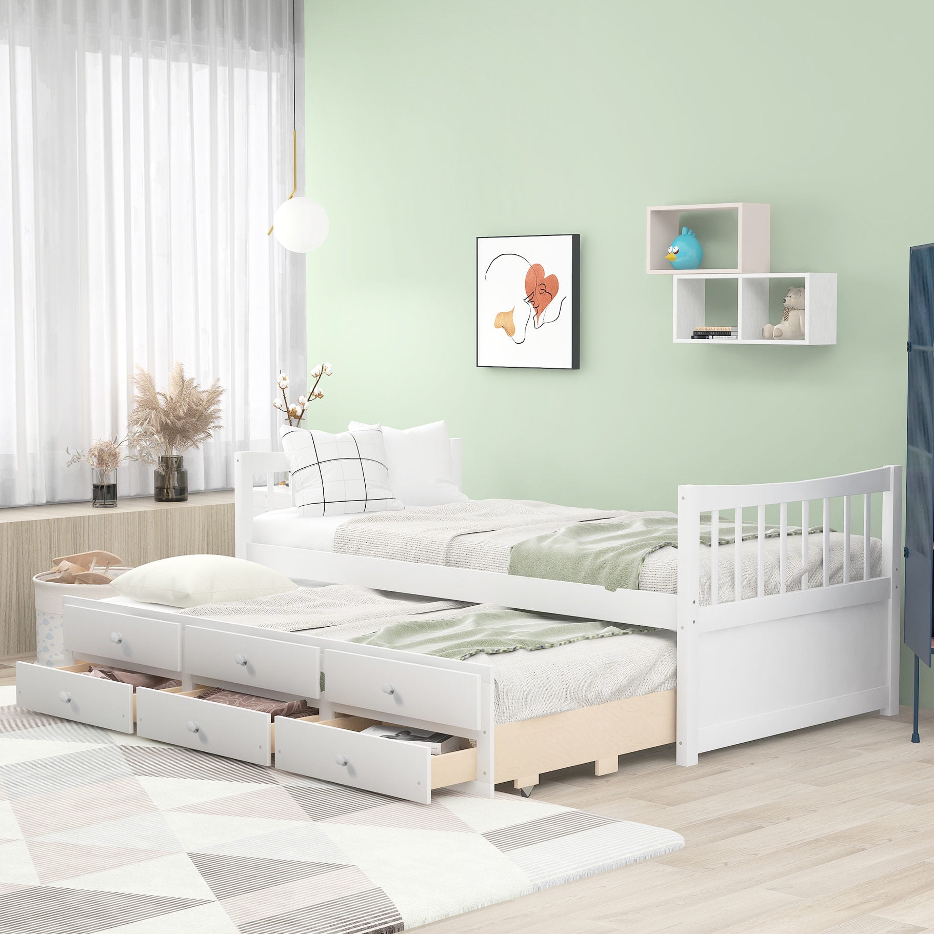 White Daybed | Sturdy Wood Frame with Slats | Providing Comfort ...