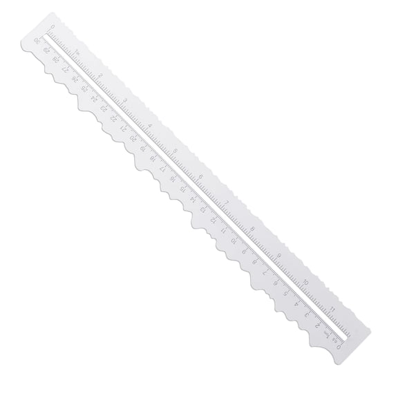 White Deckled Edge Paper Ruler with Irregular Sides 12 Inch Cutting Tool