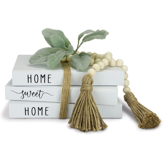 White Decorative Faux Books for Farmhouse & Living Room Decor - Coffee Table & Shelf Accent, Home Sweet Home