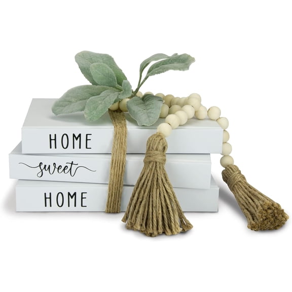 White Decorative Faux Books for Farmhouse & Living Room Decor - Coffee Table & Shelf Accent, Home Sweet Home