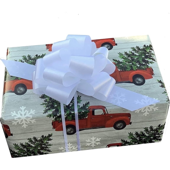 White Decorative Gift Pull Bows - 5" Wide, Set of 10, 4th of July, America 250 Anniversary, Birthday, Presents, Wedding, Wreath, Fundraiser, Reception, Church, Office, School Colors, Graduation