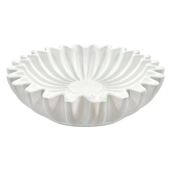 White Resin Ruffle Bowl, Decorative Leaf Edge Bowl for Tabletop Display, Modern Minimalist Centerpiece for Living Room, Fruit or Trinket Tray