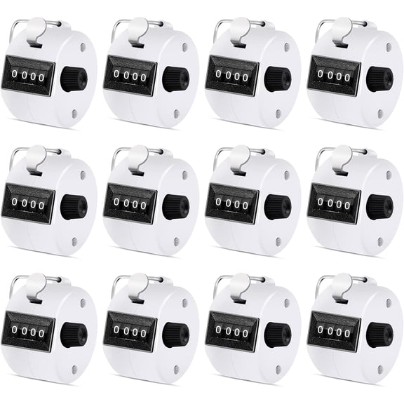 White Deer 12 Pcs Hand Tally Counter 4 Digit Number Dual Clicker Golf Handy Convenient
