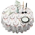thumbnail image 1 of White Deer Antler Flower Pattern Round Tablecloth 60"x60",Wrinkle Wipeable Table Cloth for Kitchen Dining Room Picnic Patio Party, 1 of 6