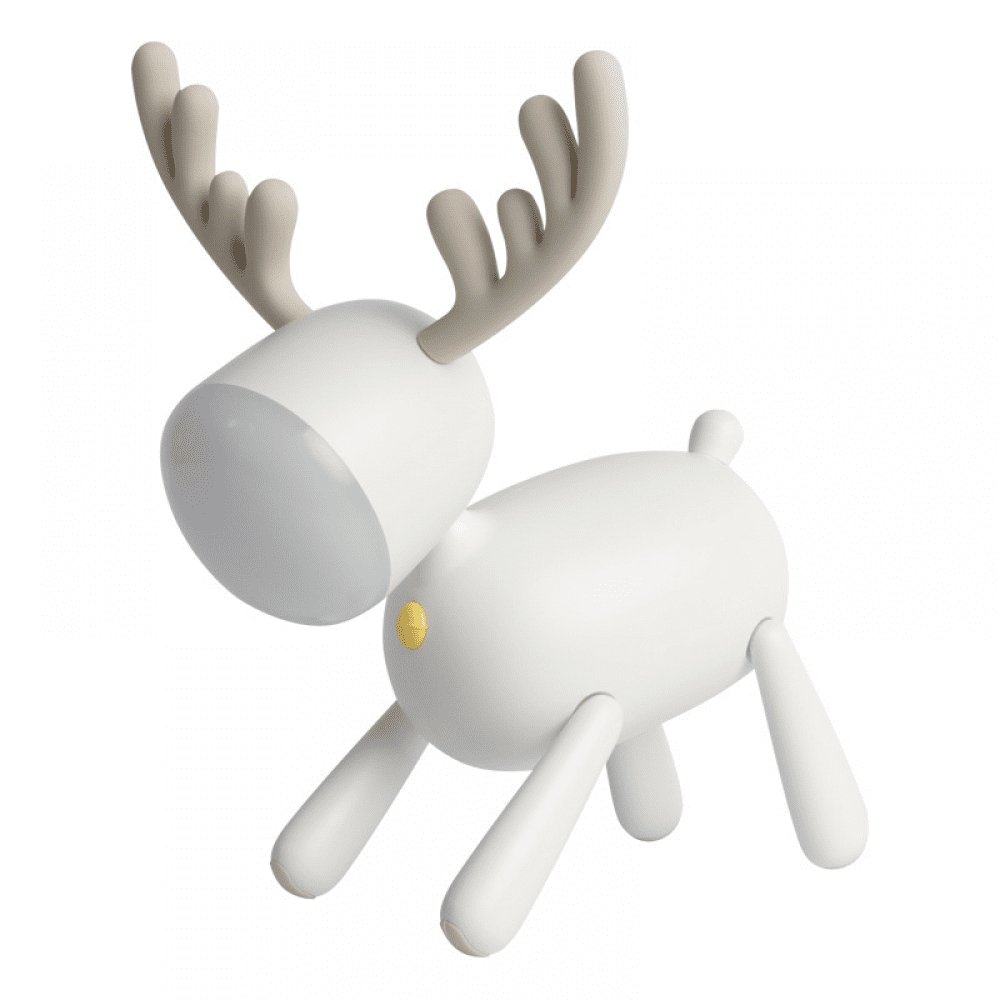 White Deer Led Charging Night Light, Usb Charging With Sleeping Silicone Led Elk Lamp (White)