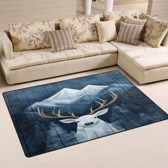 White Deer Soft Polyester Area Rug 31''x20'', Non Slip, Memory Foam, Water Absorbent