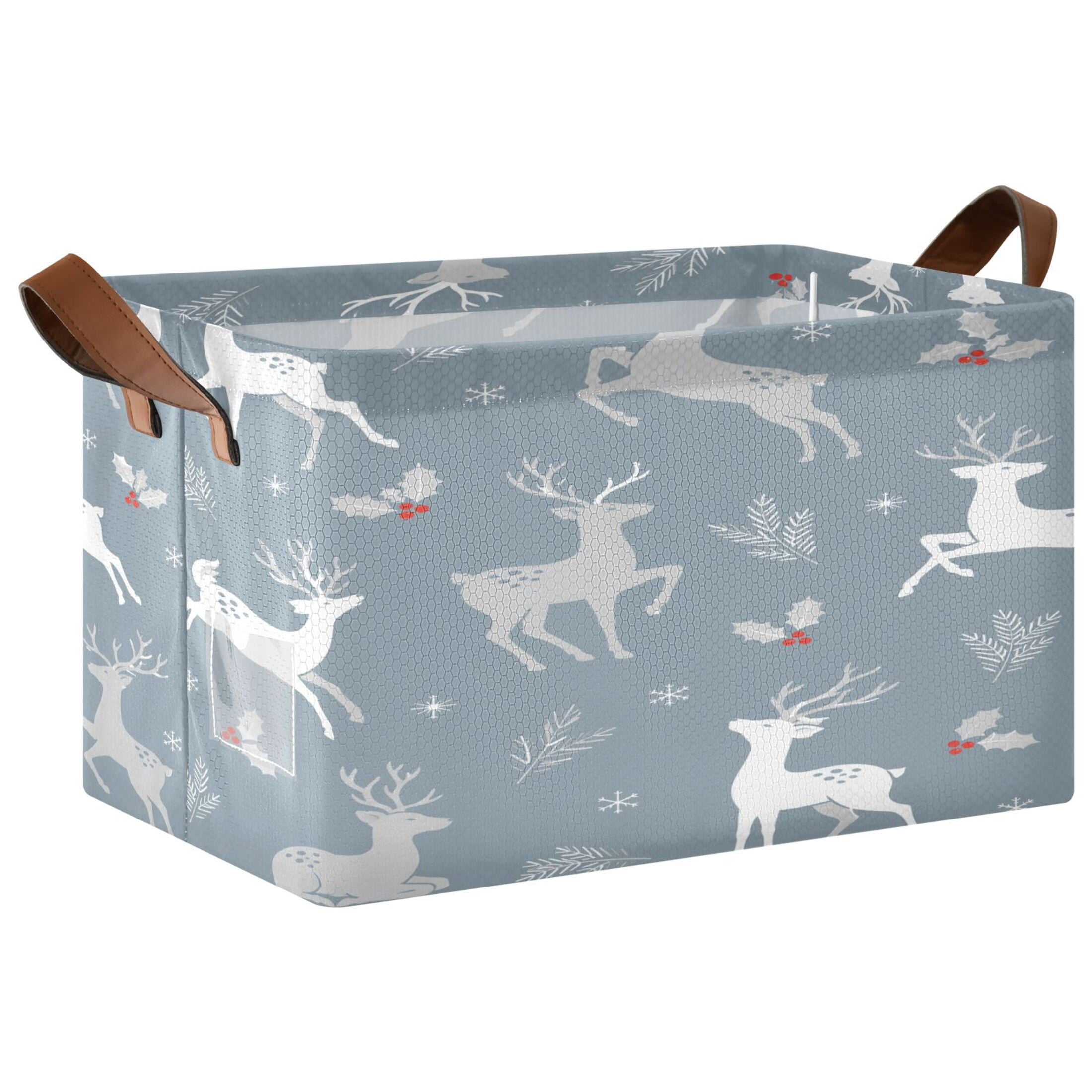 White Deers Red Foldable Storage Large Fabric Storage Baskets Organizer ...