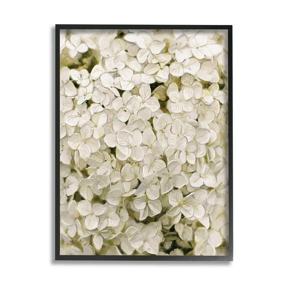 White Delicate Hydrangea Petals Botanical & Floral Graphic Art Black Framed Art Print Wall Art